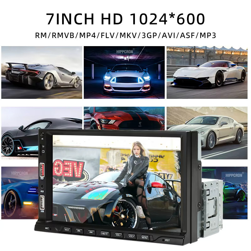 HIPPCRON 7-Zoll Auto-MP5-Player mit kabelgebundenem Carplay und Android Auto, FM-Radio und HD-Display in Schwarz - Bild 2