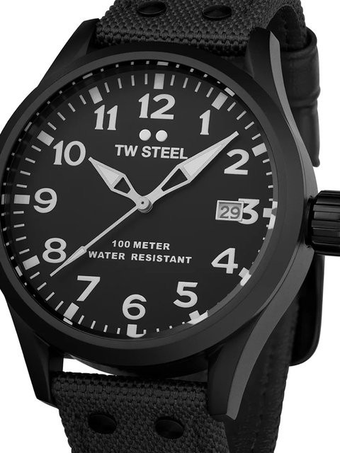 TW Steel Herrenuhr, Quarz, Edelstahl, 45 mm, Textil/NATO, Schwarz, 10 ATM - Bild 1