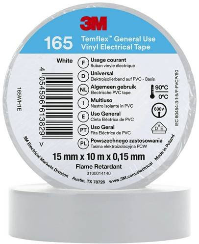 3M Temflex 165 Isolierband Weiß B: 15 mm, L: 10 m - Bild 1