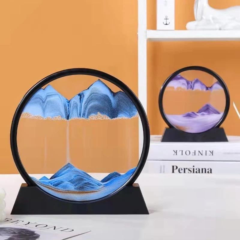 Cosy Homes 3D-Sandkunstbild aus Glas mit Tiefsee-Sandlandschaft und Treibsand als dekorative Sanduhr - Bild 2