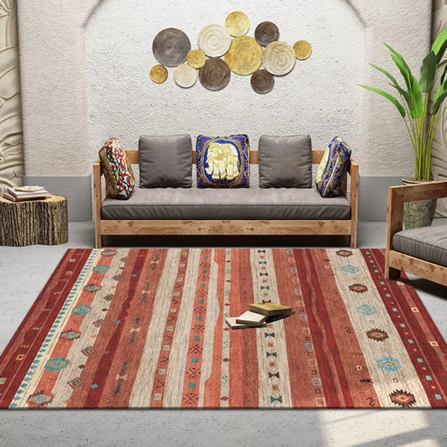 VIKAMA Marokkanischer Teppich in Multicolour, waschbarer und rutschfester ethnischer Lounge-Teppich für Wohnzimmer und Schlafzimmer - Bild 1