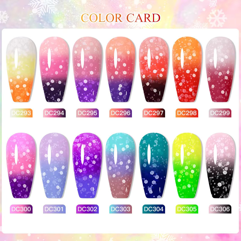 Mtssii Schnee-Glitter Thermischer Gel-Nagellack, 7 ml, Neon Ombre, Schimmernd - Bild 2