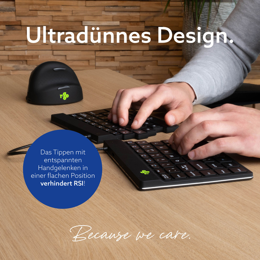 Ergonomische R-Go Split Break Tastatur, kabellos via Bluetooth oder USB, QWERTZ, schwarz - Bild 4