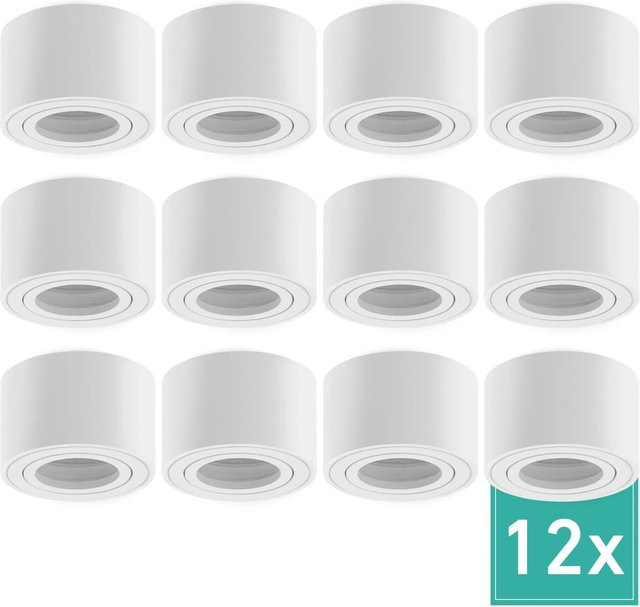 Oktaplex 12er Set Aufbauspot Lile S aus Aluminium in Weiß für LED-Module, verstellbar und mit austauschbarem Leuchtmittel - Bild 1
