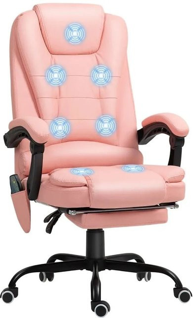 Vinsetto Massagestuhl Chefsessel aus Kunstleder und Schaumstoff in Rosa, B/T/H: 67 x 67 x 111-121 cm - Bild 1
