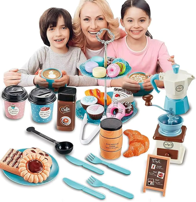 CONUSEA Teeservice-Set, Küchen-Kaffeemaschine, Mini-Brot und -Kuchen, 38-teiliges Set - Bild 2