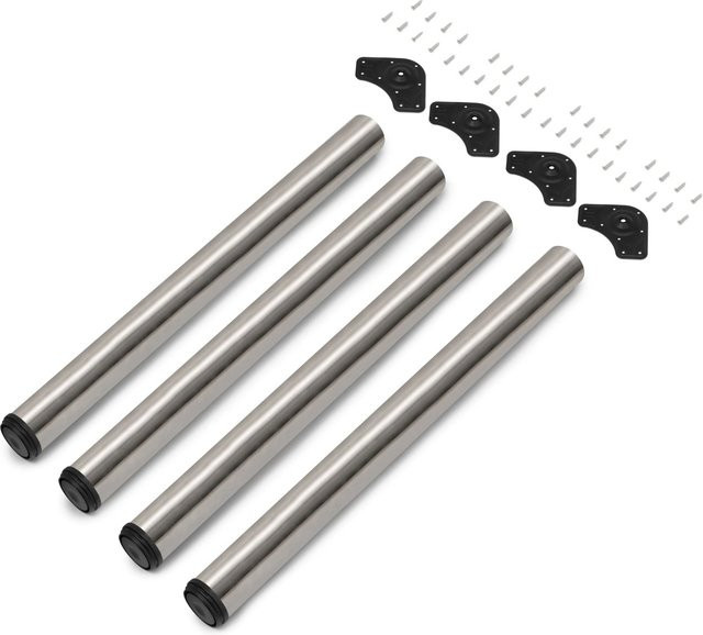 Emuca Tischbeine Set aus 4 Stück, Durchmesser: 6 cm, Höhe: 71 cm, Stahl Nickel Satiniert in Silber - Bild 1