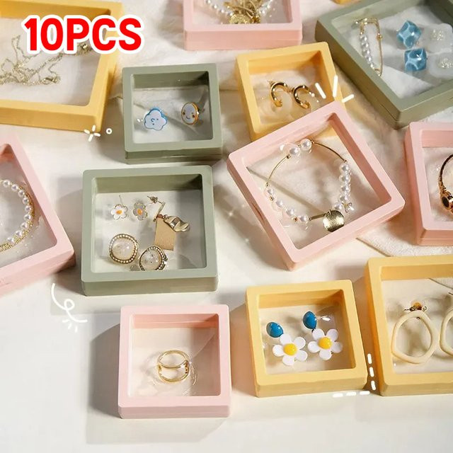 10PS Transparente Schmuck-Verpackungsbox aus PET für Ringe, Ohrringe und Münzen in Orange - Bild 1