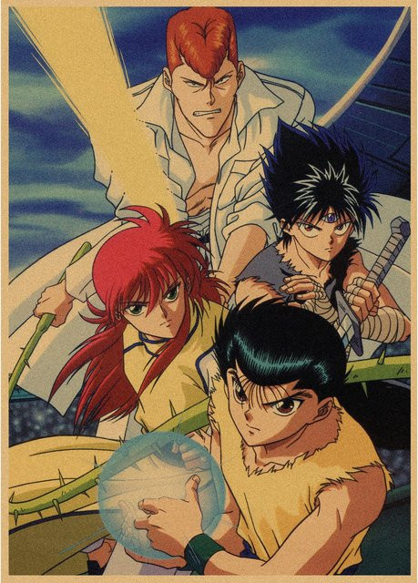 Yu Yu Hakusho Retro Kraftpapier Poster von TrendVibeCN, Anime Wandbild, B: 42 cm, H: 29,7 cm - Bild 1