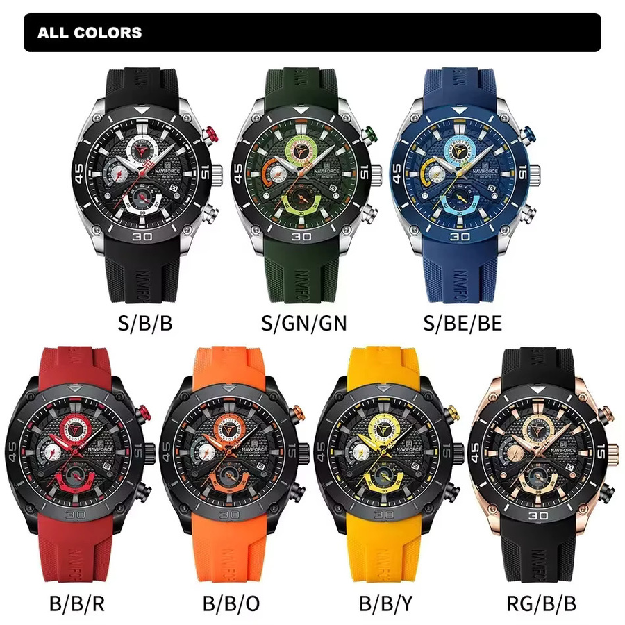 NAVIFORCE Armbanduhr Chronograph, Quarz, Silikon, Schwarz, Herren - Bild 5