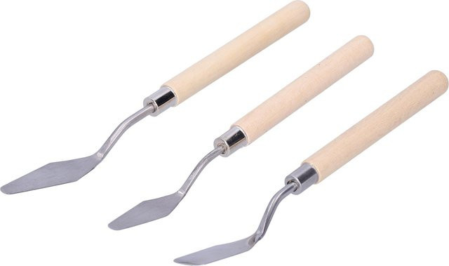 3-teiliges Palettenmesser-Set von GoolRC mit Holzgriff in Beige und Silber für Ölgemälde und Kunstfarben - Bild 1