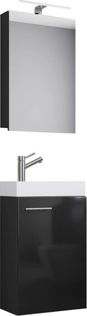 VCM Möbel Waschplatz Slito 4-teilig in Schwarz und Weiß mit Waschbecken, Spiegelschrank und LED-Beleuchtung, B/H/T: 41 x 69,5 x 22 cm