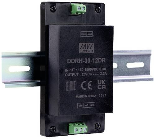 MEAN WELL DDRH-30-15DR Hutschienen-DC/DC-Wandler in Schwarz mit 15 V/DC und 1 Ausgang - Bild 1