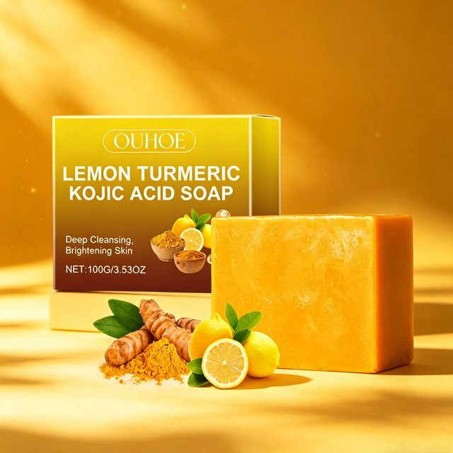 OUHOE Zitronen-Kurkuma-Koji-Seife für Gesicht und Körper, 100g, Unisex - Bild 1