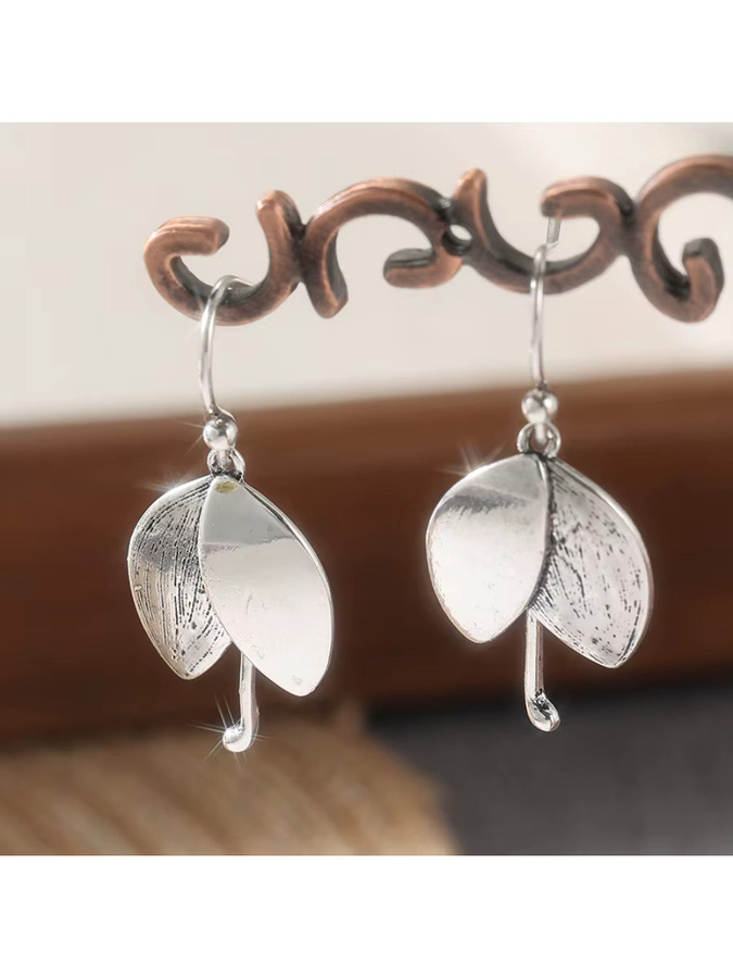 YoYo Ohrringe, silber, Blattform, Haken, Damen - Bild 7