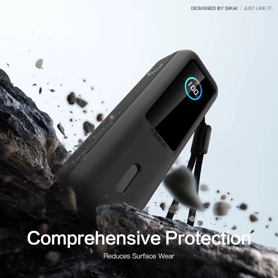 Anker Silikon-Schutzhülle in Schwarz für Zolo 25000mAh 165W Powerbank mit TF/SIM-Aufbewahrungstasche - Bild 5