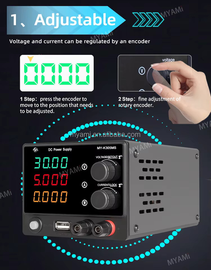 Myami Einstellbares Labornetzteil 300 W mit 30 V und 5 A für Industrie, Schule und Reparatur - Bild 3