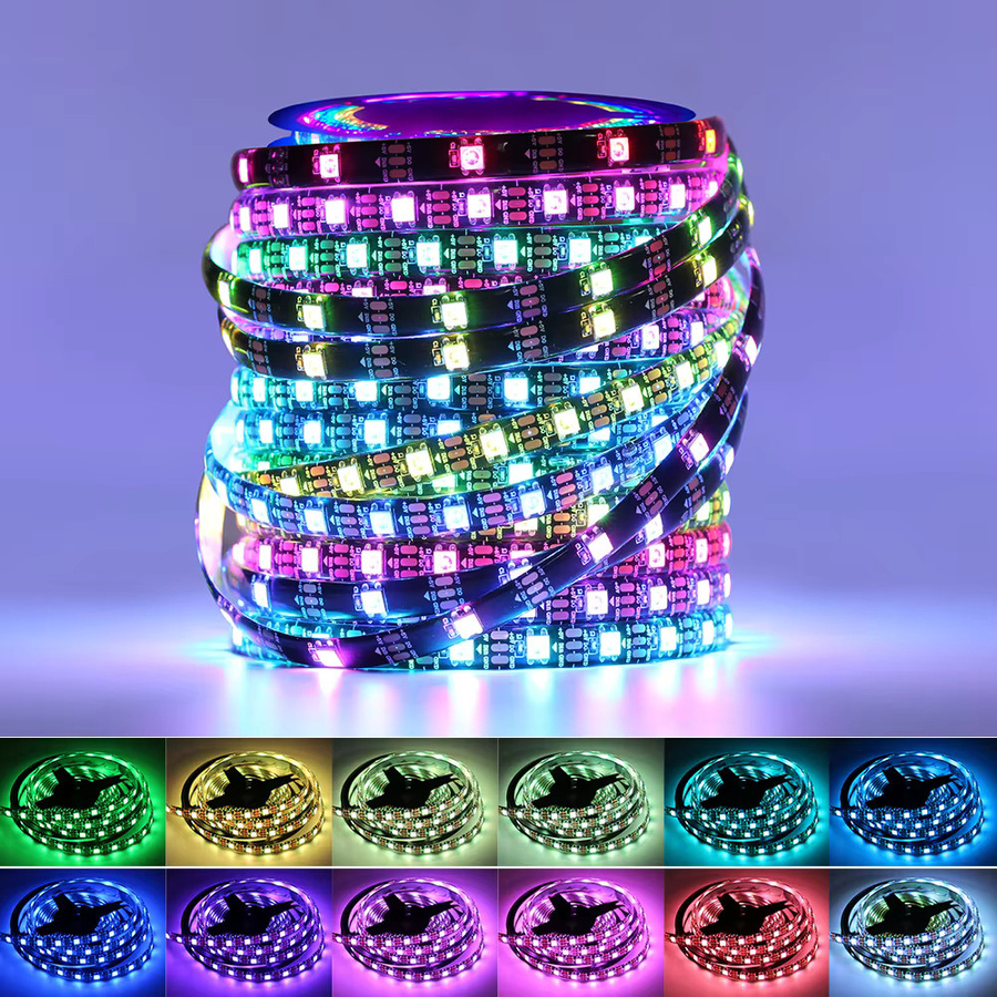 WS2812B Smart RGB LED-Streifen DC5V individuell adressierbar mit IP65 Schutz, Multicolour, Schwarz PCB - Bild 2