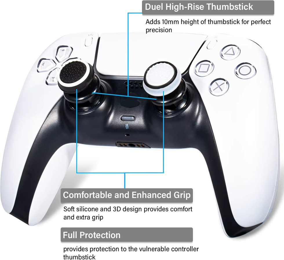 VILCORN FPS Thumbstick Extender Gummi-Silikon-Griffabdeckung für PS5 DualSense und PS4-Controller, Multicolour - Bild 5