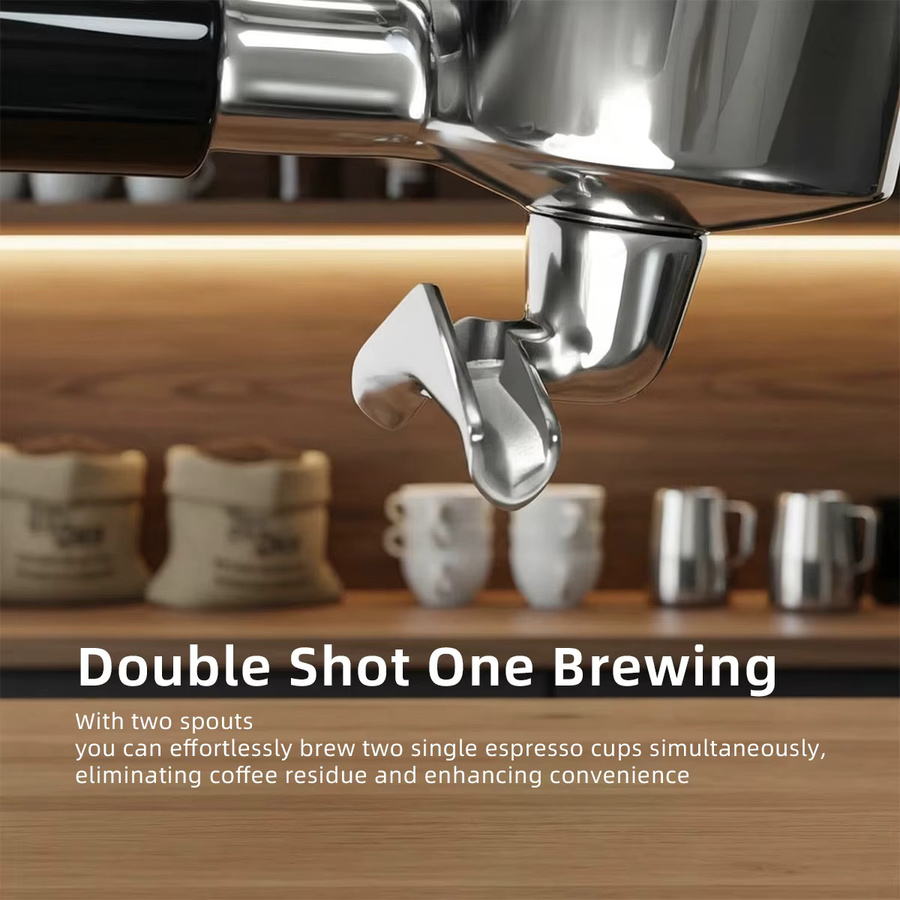 Espresso-Siebträger mit Doppelauslauf und Kunststoffgriff für Brev 8 Serie Kaffeemaschinen von dalinwell, Durchmesser: 5,4 cm - Bild 3