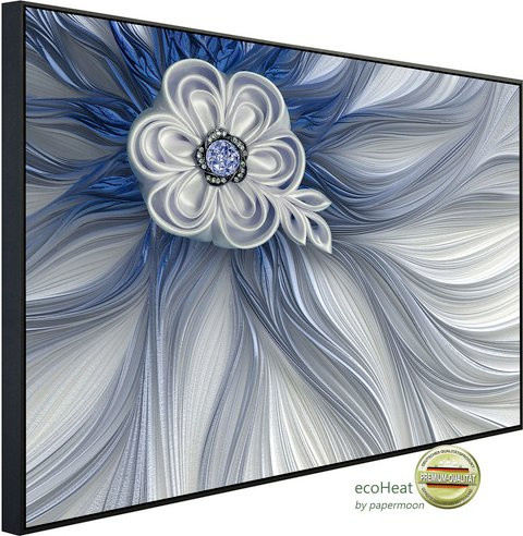 papermoon EcoHeat Infrarotheizung Blume Weiss Blau mit Matt-Effekt und App-Steuerung - Bild 1