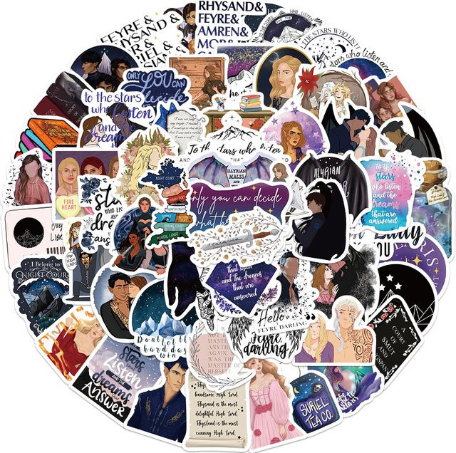 60 Stück Cartoon Acotar Merchandise Aufkleber in Multicolour für Skateboard, Laptop und Scrapbooking - Bild 1