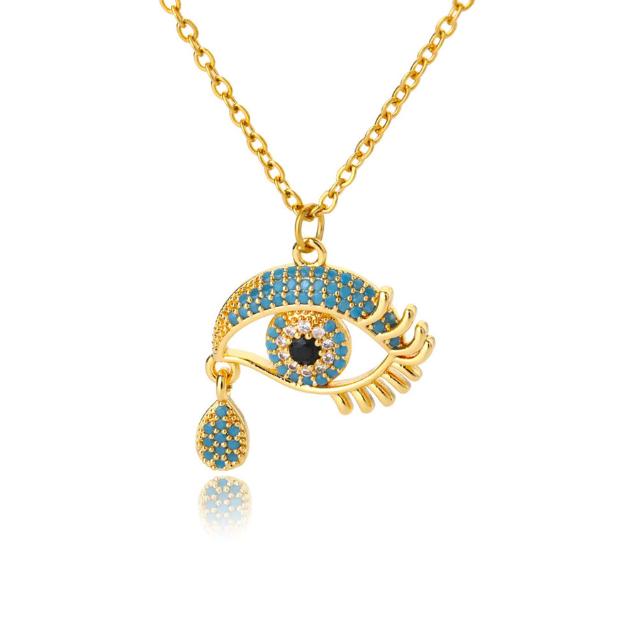HPTOTMG Halskette, Edelstahl, Gold, Zirkonia, Damen, Evil Eye Anhänger - Bild 2