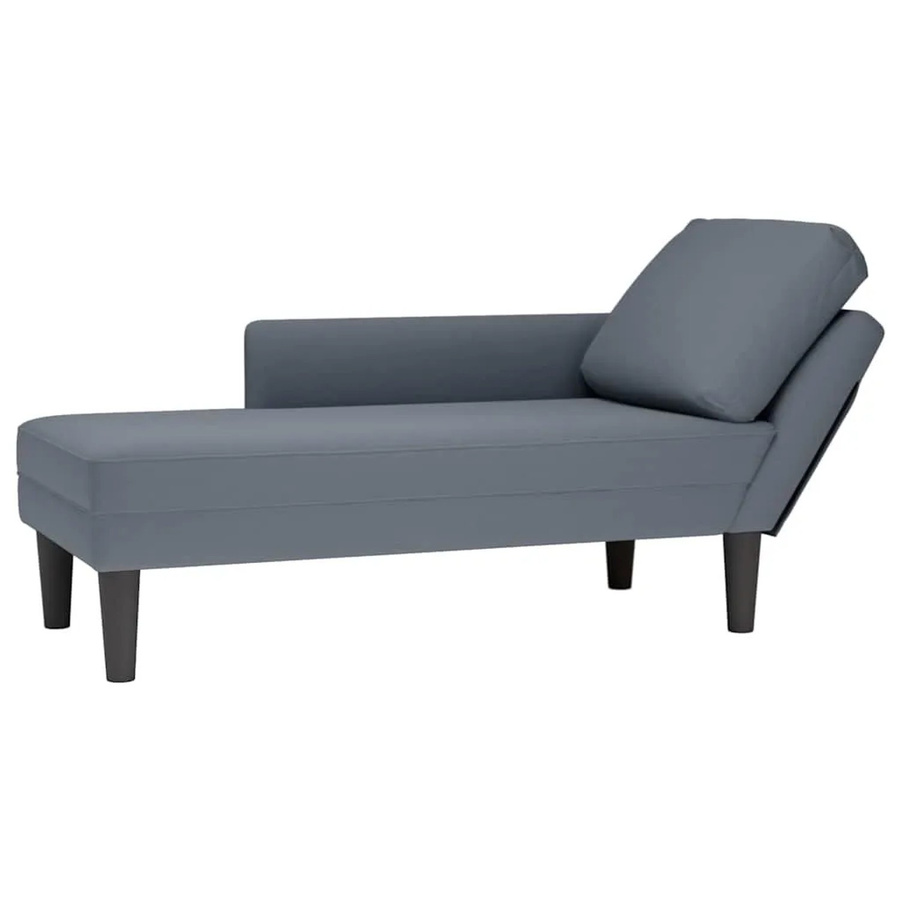 vidaXL Chaiselongue aus Samt mit Kissen und rechter Armlehne, Dunkelgrau, B/T/H: 132,0 x 70,0 x 56,0 cm - Bild 2