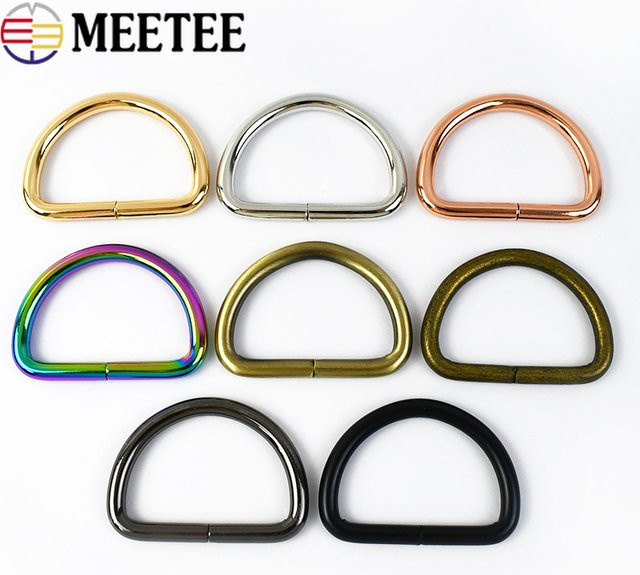 Meetee 10er Set Metall-D-Ringe für Taschenriemen und Gurtband, Durchmesser 16-50 mm, DIY Hardware Zubehör in Braun und Multicolour - Bild 1