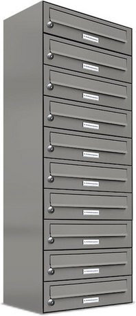 AL Briefkasten für 10 Parteien, Aufputzmontage, grau, B/H/T: 38,5 x 115 x 27,5 cm - Bild 1