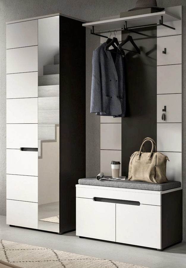Inn.Furn Garderoben-Set Cooper 3-teilig in Weiß und Grau, Breite: 160 cm - Bild 2