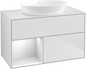 V&B Waschtischunterschrank Finion 100 in Weiß lackiert mit Regal in Weiß lackiert - Bild 1