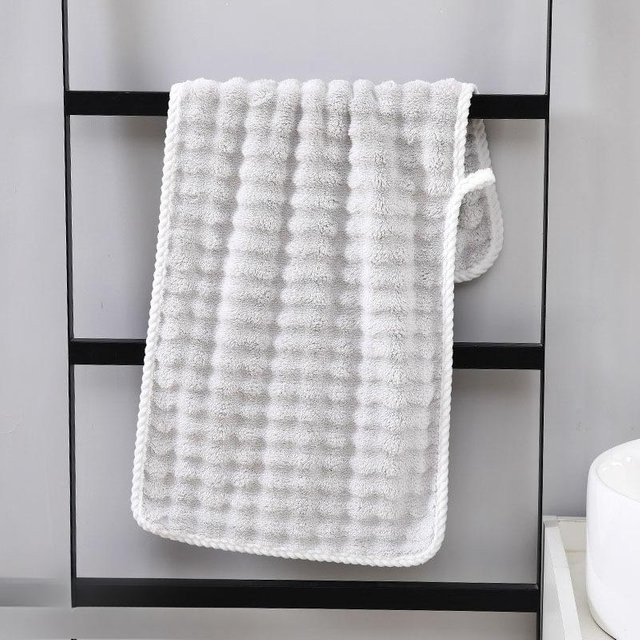 Yiran Furniture Korallensamt Blasenhandtuch mit Waschlappen, weiches und saugfähiges Gesichtshandtuch aus Mikrofaser, B/H: 35 x 75 cm - Bild 1