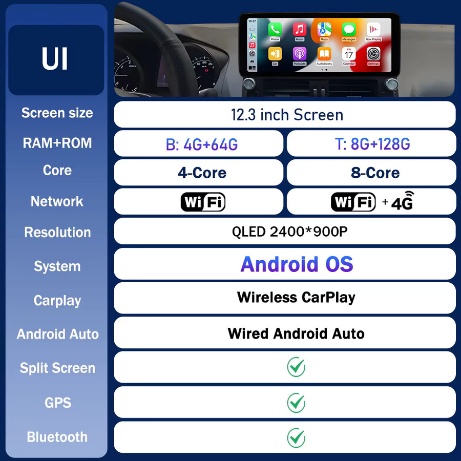 QLED Multimedia Radio Player für Hyundai Tucson 2019 2020 mit GPS, WiFi, CarPlay und Android Auto in Schwarz - Bild 3
