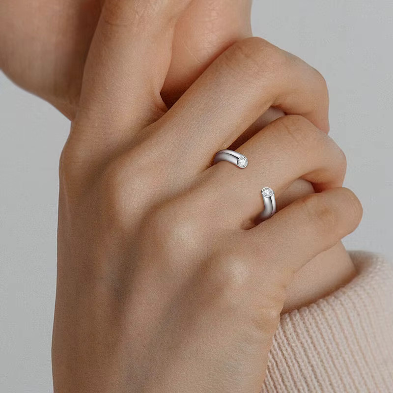 IOGOU Offener Ring, 925 Silber, Diamant, Damen - Bild 4