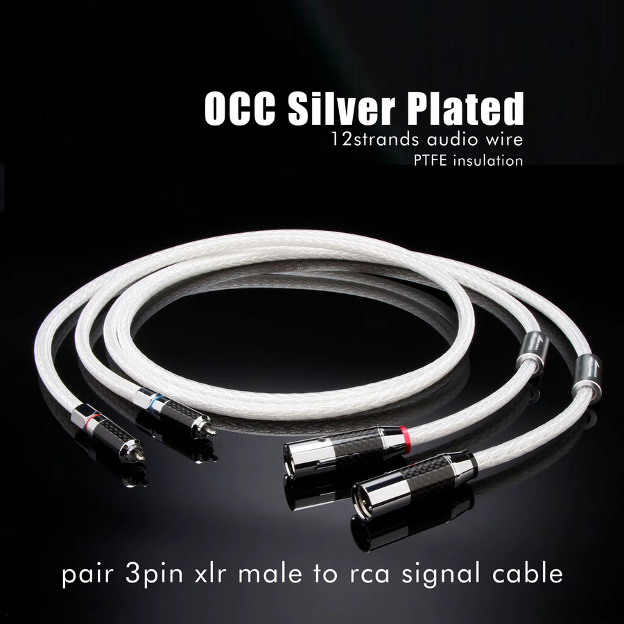 Preffair Paarweise 7N OCC Versilberte XLR-zu-RCA Signalkabel in Silber und Weiß mit Netzschutz für Mischpult und Verstärker - Bild 4