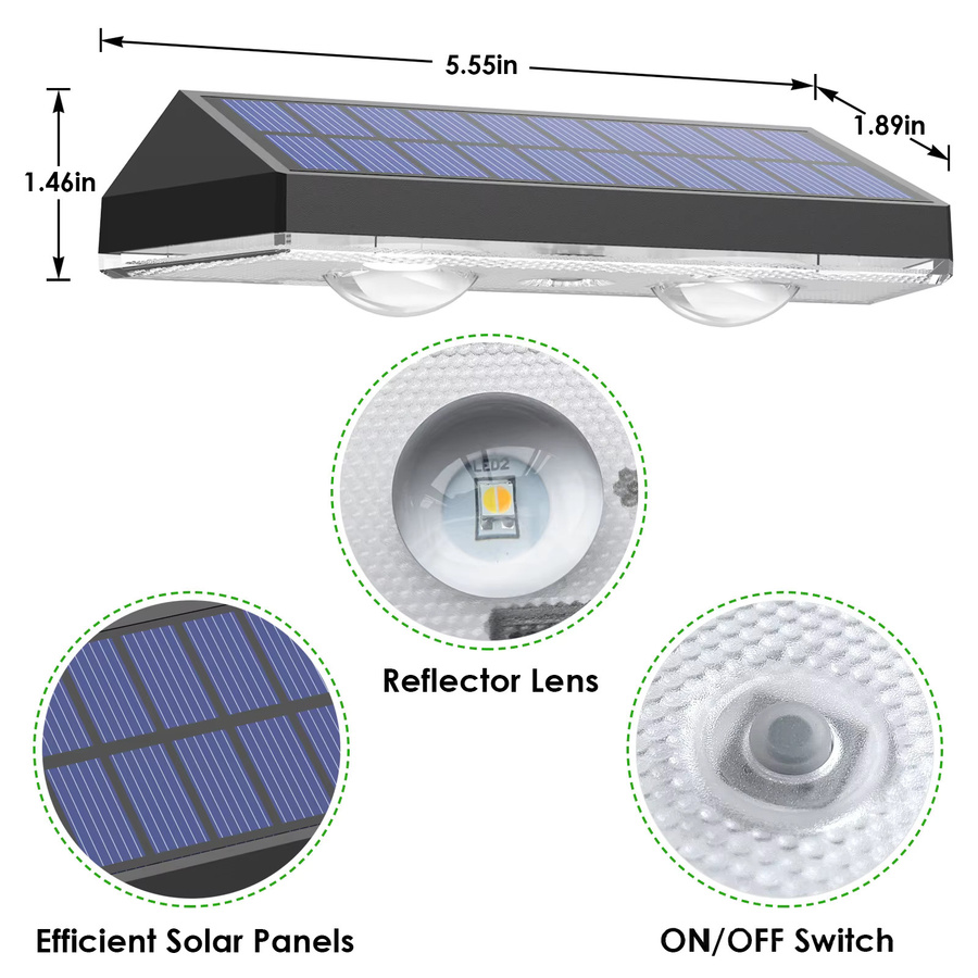 Crepow 4er Set Solar Zaunleuchten mit RGB Farbwechsel, IP65 wasserdichte LED Außenleuchten in Schwarz für Garten, Terrasse, Balkon und Treppen - Bild 5