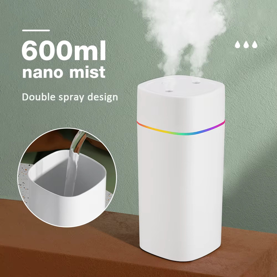 AFDEAL Aroma Diffusor mit Nano Nebel Maker und farbiger Beleuchtung, 600 ml Luftbefeuchter für Home und Auto, Weiß - Bild 2