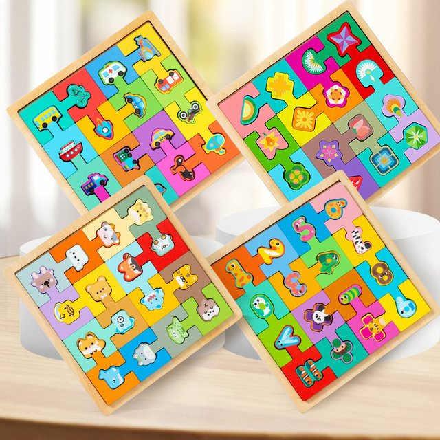 Tlewj Schloss-Puzzles, Holz, Fantasy, Tiere, 4-teiliges Set - Bild 1