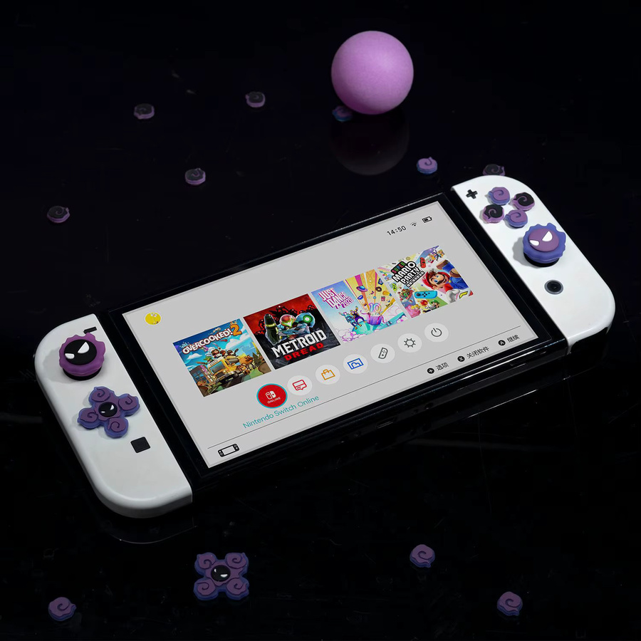 Caysolle Purple Devil Silikon Skin Set für Nintendo Switch und Joy-Con mit D-Pad, ABXY-Buttons und Thumb Stick Grip Caps in Lila - Bild 5