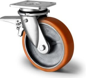 CASCOO Lenkrolle Serie I2U5 mit Totalfeststeller im Vorlauf, ø 125 mm, Doppelkugellager, verzinkter Stahl - Bild 1