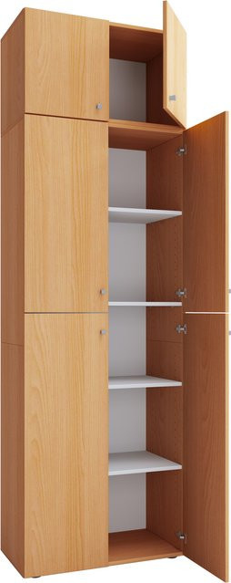 Büroschrank VCM Lona XXL mit Aufsatz in Buche und Weiß, Drehtüren und variable Fachböden, B/H/T: 70 x 223 x 39 cm - Bild 1