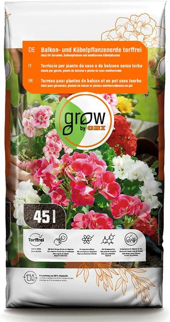 GROW by OBI Balkon- und Kübelpflanzenerde torffrei mit Kompost und Tonmineralien, 45 l - Bild 1