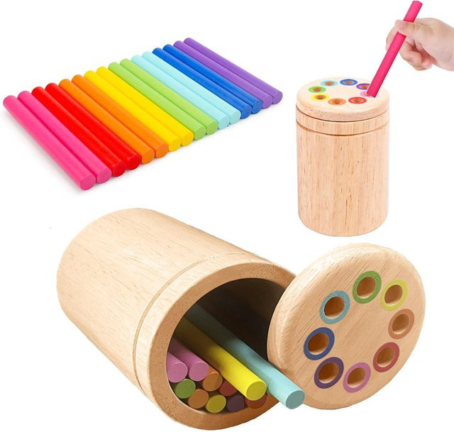 Yiran toy Montessori Lern-Farbton-Sortierspielzeug Holz bunt/mehrfarbig 0-3 Jahre - Bild 1