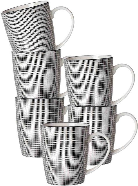Ritzenhoff & Breker Henkelbecher Takeo Stripes aus Porzellan, Schwarz, 6er Set, 350 ml - Bild 1