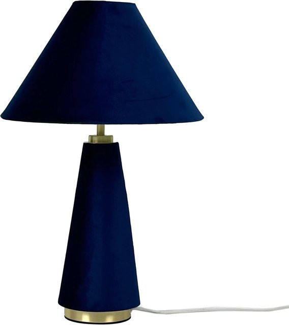 Relaxdays Tischlampe aus Samt und Eisen in Gold mit konischem Schirm und Kippschalter, Höhe: 47 cm, Durchmesser: 30 cm - Bild 1