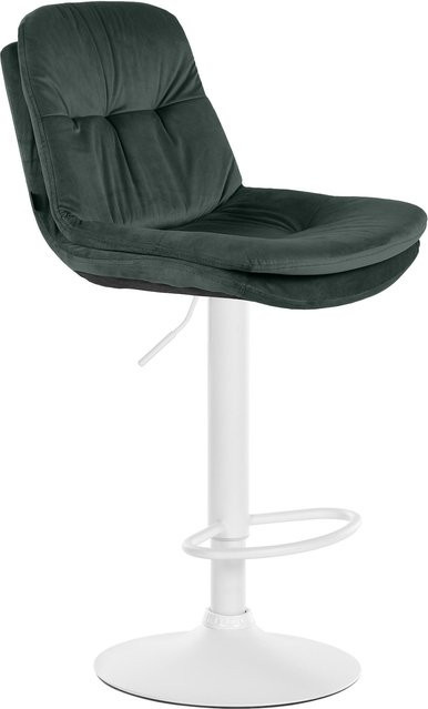 CLP Barhocker Laurel mit Samtbezug, höhenverstellbarer und drehbarer Barstuhl mit Rückenlehne und Fußstütze in modernem Design - Bild 1