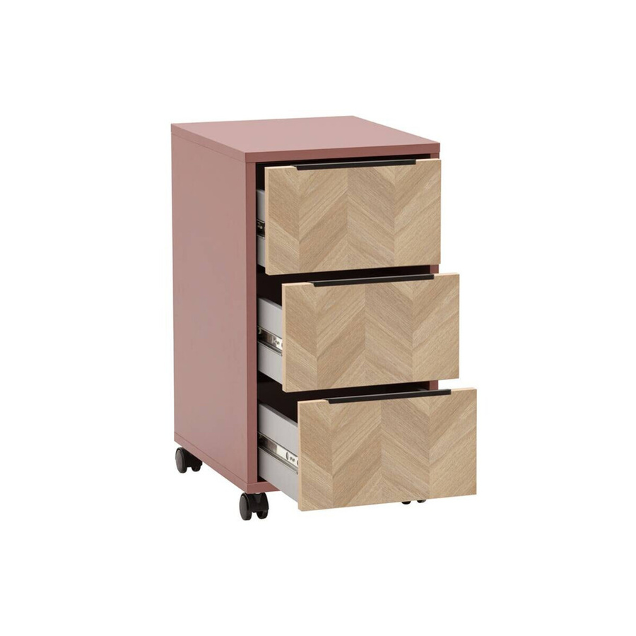 Schildmeyer Rollcontainer Piazza in Mauve mit Fischgräten Dekor, Braun, B/H/T: 32,6 x 59,7 x 39,1 cm - Bild 3