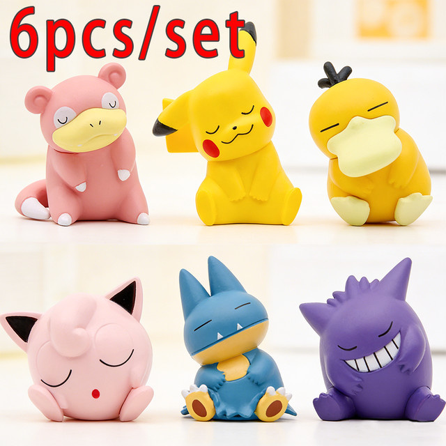 Bandai Pokémon Schlaf-Serie Pikachu Gengar Modellfigur, 6-teiliges Set - Bild 1