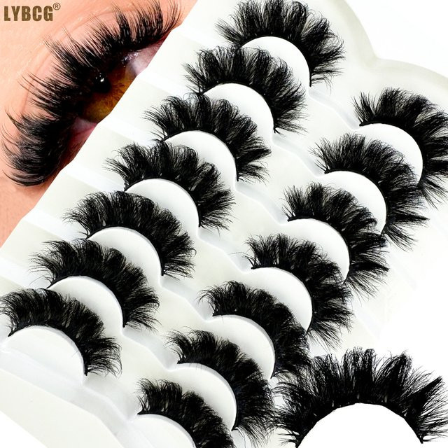 LYBCG Kunstwimpern, 7 Paar, 18 mm, Wispy D Curl, 8D - Bild 1